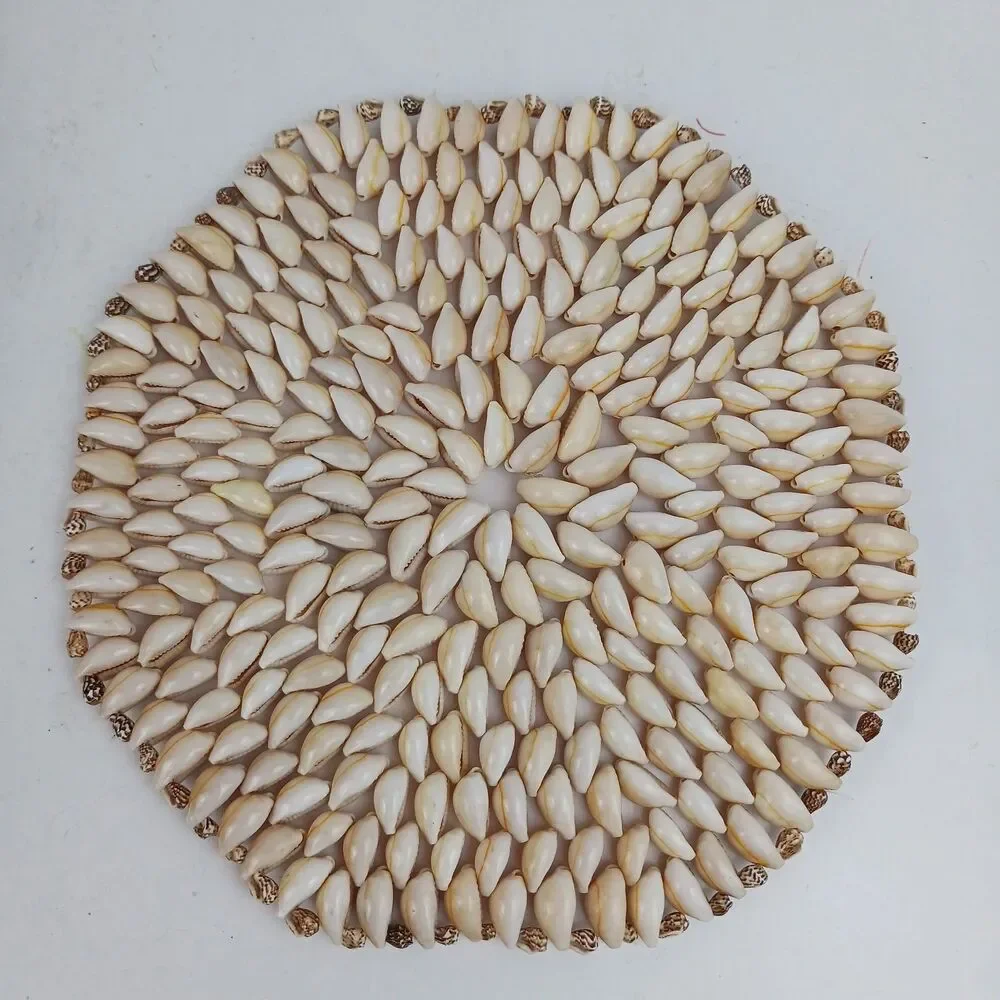 Hexagonal  COWRIE PUKA SEASHELL Placemat Trivet  Handmade Beach Decor 9 X 9